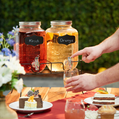 VILDE Distributeur de boissons 6,2 L avec 12 verres - Verre épais