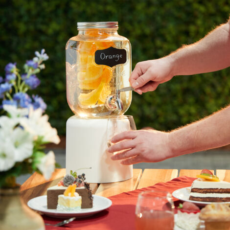 Relaxdays Distributeur De Boisson 4 Litres Avec Tube Pour Fruits - Fontaine à Eau Transparent