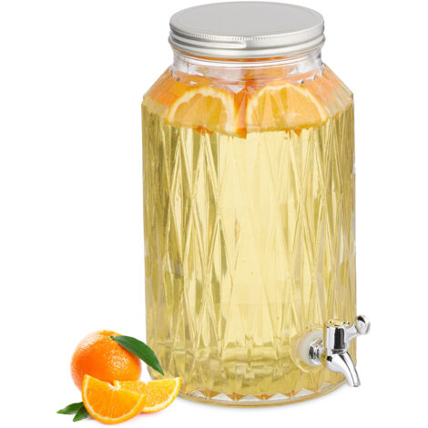 Relaxdays Distributeur De Boisson Vintage 4 Litres - Fontaine à Limonade Avec Robinet Et Couvercle Transparent