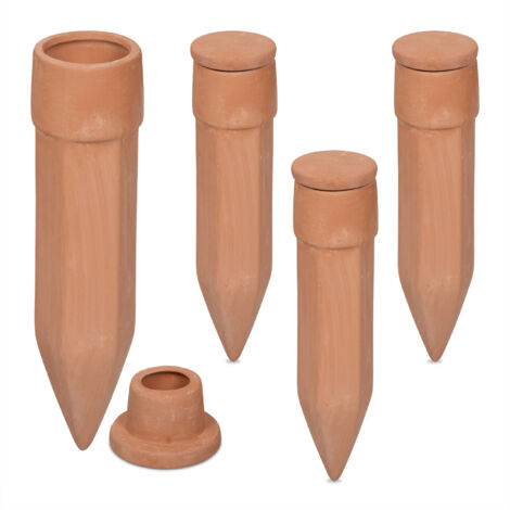 Relaxdays Lot De 4 Cônes D’Arrosage Argile – Globes 1,5 L Pour Plantes Intérieur & Extérieur