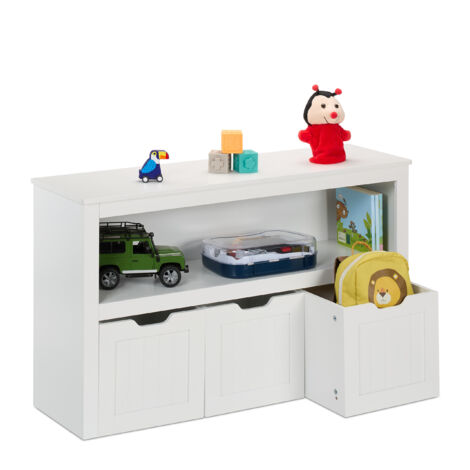 Bibliothèque Enfant 5 Compartiments Relaxdays – 80x70x30 Cm – Blanc – Rangement Jouets Et Livres - 4
