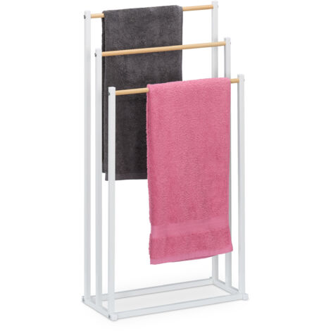 Relaxdays Porte-serviettes Non Fixe, 2 Barres, Design Géométrique, H X L X P 835 X 515 20cm Anthracitenature 50901178