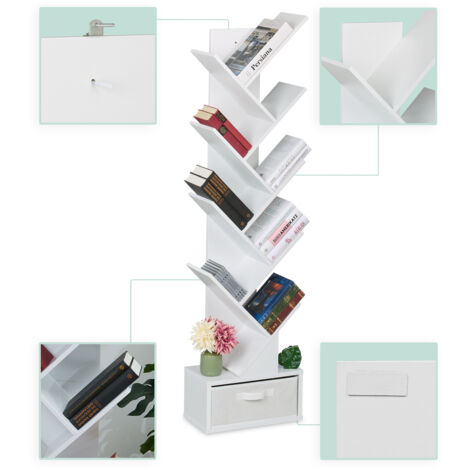 étagère Originale Salon 9 Branches - 146x38x22cm Blanc, Rangement