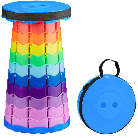 Relaxdays Tabouret Télescopique Pliable Gris - Siège Portable Réglable En Hauteur Avec Bandoulière - Camping Pêche Rando