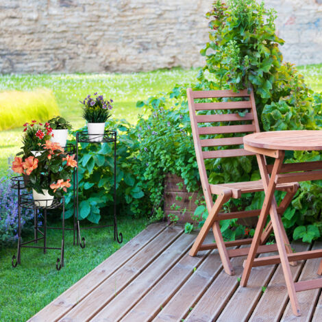 Étagère à Plantes 3 Niveaux Relaxdays - Support Métal Noir Pour Pots - 53.5x20x45.5cm
