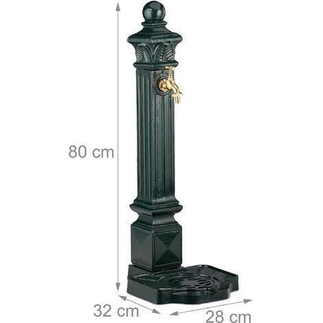 Relaxdays Fontaines sur pied angulaireen style antiquecolonnes eau et bassin 80 x 28 x 32 cm, vert foncé