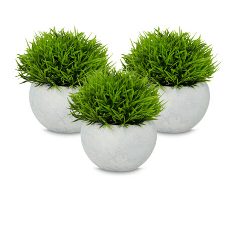 Lot 3 Pots De Fleurs Ronds Zostère Relaxdays - Paniers Nature Avec Pot Zinc Intérieur Jardin Balcon