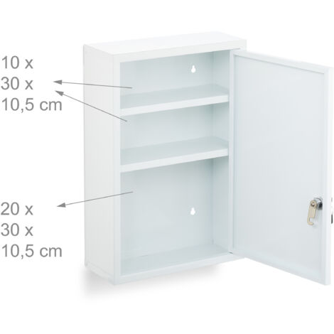 Relaxdays Armoire à pharmacie avec porte en verre verrouillable 4 compartiments Blanc 65 x 27 x 12 cm Relaxdays Armoire à pharmacie avec porte en verre verrouillable 4 compartiments Blanc 65 x 27 x 12 cm