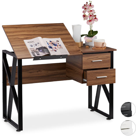 Bureau Avec Pupitre Inclinable Reglable Table De Laptop Ou De Dessin 75 X 110 X 55