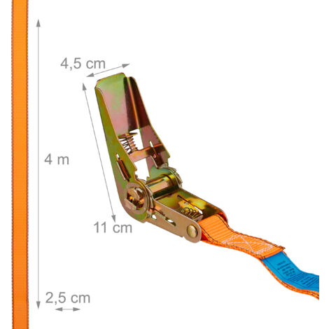 4 Pièces Sangles D'Arrimage 8M Avec Cliquet 25mm - Sangles De Serrage Charge 1000kg