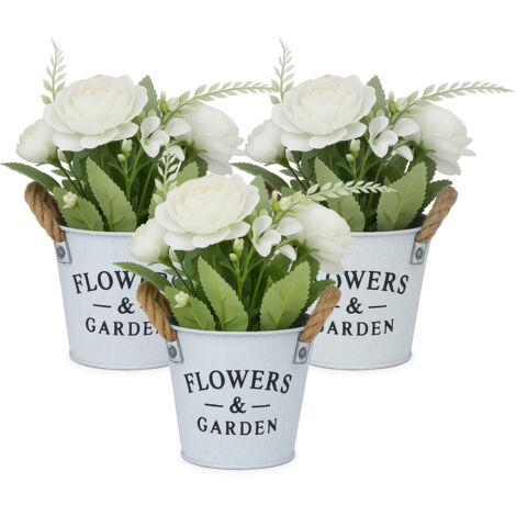 Relaxdays Lot De 3 Tournesols Artificiels En Pot - Décor Réaliste Multicolore