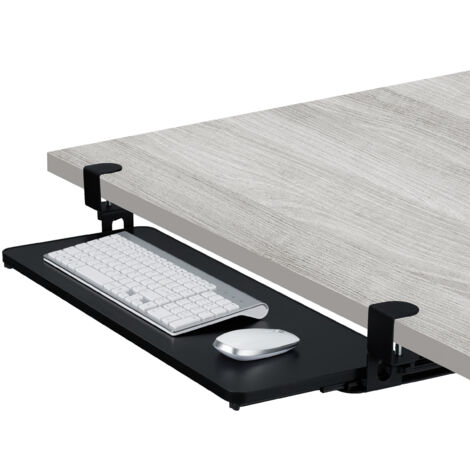 Relaxdays Support coulissant pour clavier et souris, design moderne, montage sans perçage, plateau 65 x 34 cm, noir