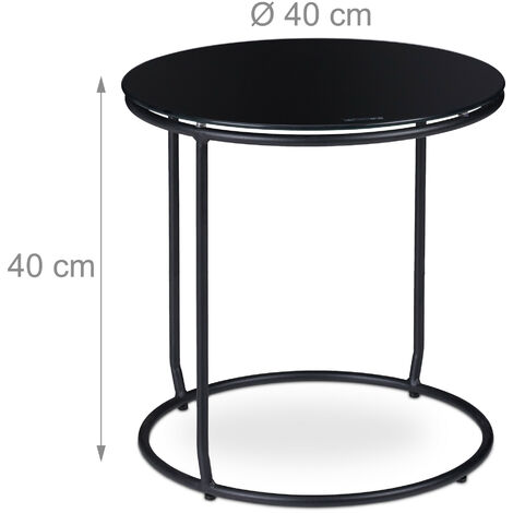 Relaxdays Table d'appoint avec tabouret,ottomane, Table basse avec pouf, peu encombrant, HxD 40x40 cm, noir et gris