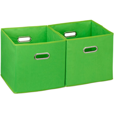 boîte de rangement 6 x, panier d'étagère sans couvercle, caisse pliable avec poignées, boîte carrée 30 cm, verte