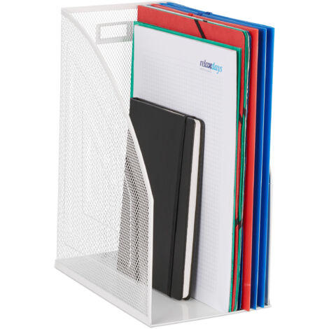 2 x porte-documents métalliques A4, classeurs verticaux stables, design en maille, 32 x 16 x 24,5 cm, blanc (1/5)