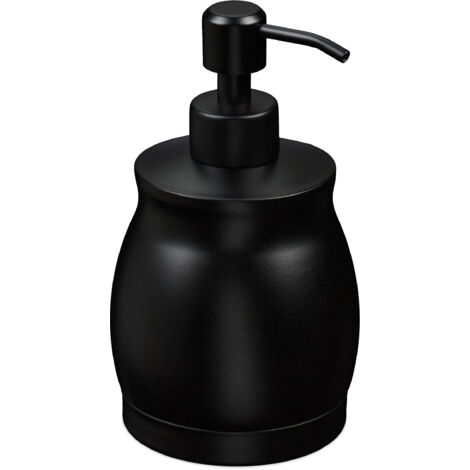 2 x distributeurs de savon, 390 ml, inox, rechargeables, savon, gel douche, salle de bains, cuisine, noir (1/5)