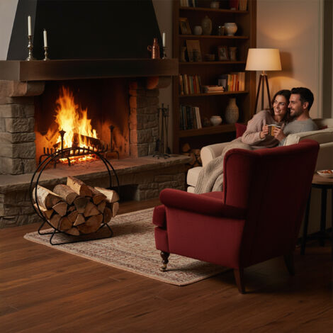 Étagère pour bois de cheminée Porte-bûches design 4,9 kg léger Étagère à bûches