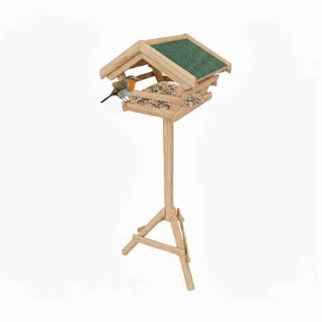 Mangeoire Extérieure Oiseaux Relaxdays Avec Support - Bois Sapin 139x70x60cm Gris Vert