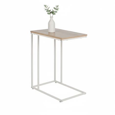 Relaxdays Table D'Appoint En Forme De C à Glisser Métal Aspect Bois HxLxP 60x30x45cm Noir/Marron
