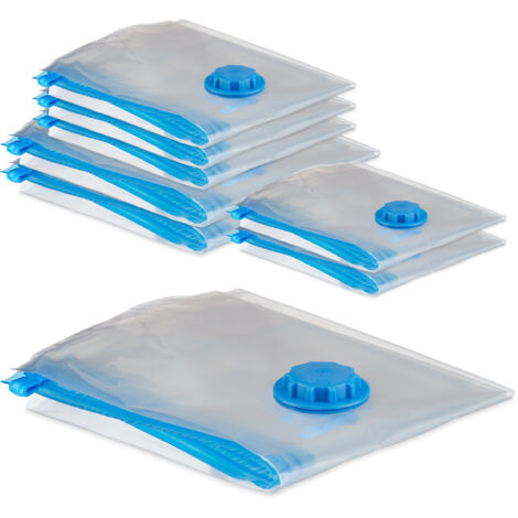 24 sacs de compression sous vide, 3 tailles, vêtements et couvertures, avec valve, transparents, par 24 (1/5)