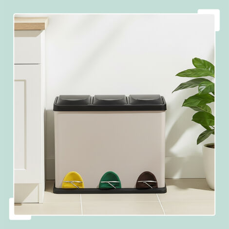Relaxdays Poubelle avec senseur 50l, ronde, en acier inox, gros couvercle électrique, automatique, HxD 80 x 30 cm, blanc
