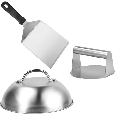 Kit Smash Burger Professionnel En Inox 304 - Presse à Burger Antiadhésive, Spatules, Cloche à Fromage - Pour Plancha, Barbecue
