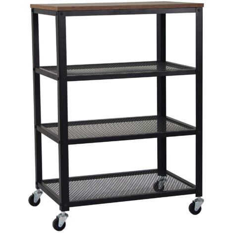 Relaxdays Chariot De Service Industriel 3 Plateaux + Paniers - Desserte Cuisine/Salon Sur Roulettes, Métal & MDF, 84x83x37 Cm Relaxdays Chariot De Service Industriel 3 Plateaux + Paniers - Desserte Cuisine/Salon Sur Roulettes, Métal & MDF, 84x83x37 Cm