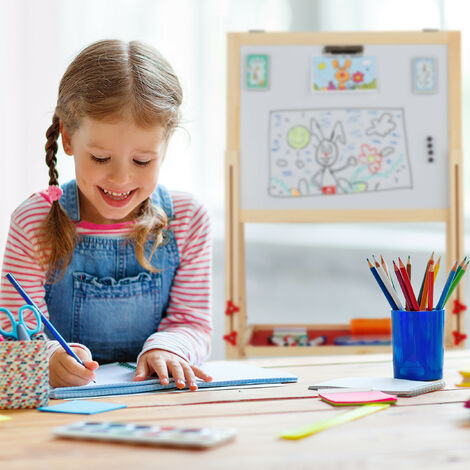 Chevalet Enfant Relaxdays Tableau Enfants Magnétique 2 En 1 - Ardoise