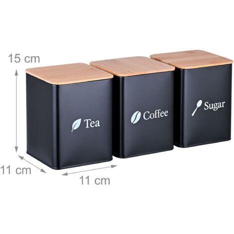 Lot De 3 Boîtes En Métal Argenté - Rangement Café, Sucre, Thé - Vintage