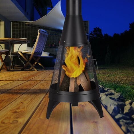Relaxdays Soufflet cheminée, barbecue, allume feu rustique, clous  décoratifs dorés, longueur de 39 cm, marron/noir