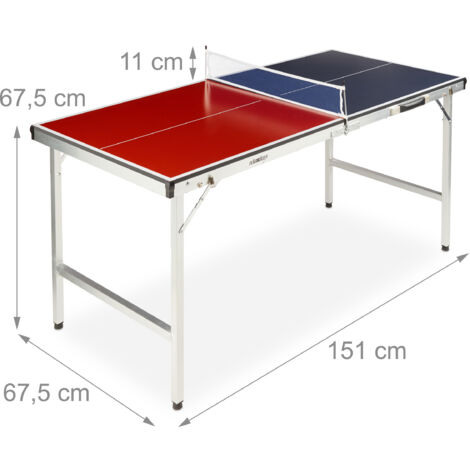 Relaxdays - Table De Ping-Pong Pliante Portable 151 Cm Avec Filet, 2 Raquettes & 3 Balles - Rouge/Bleu - Idéal Enfants & Adultes