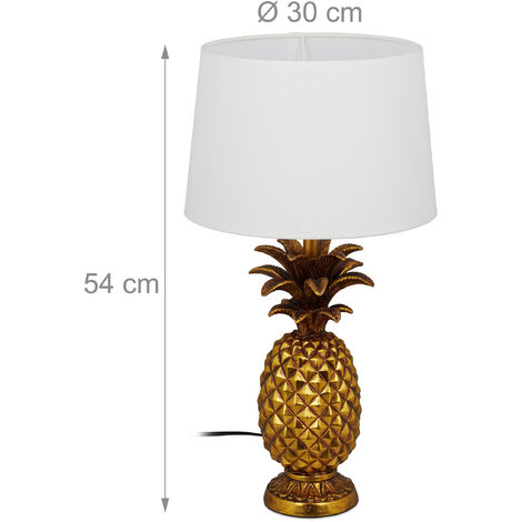Relaxdays Lampe de table ananas, moderne avec Abat-jour, Douille E27,  décoration, avec câble, HxD 54
