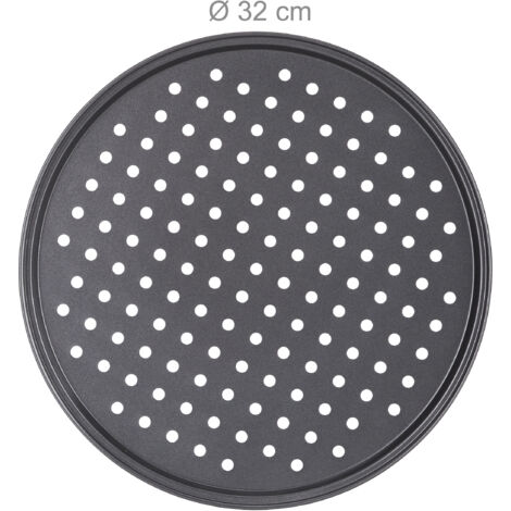 Plateaux à Pizza Perforés Pour Four - Lot De 2, 35.6 Cm, Anti-Adhésifs, Acier Carbone, Poignée, Pour Pizza Et Pain - 7