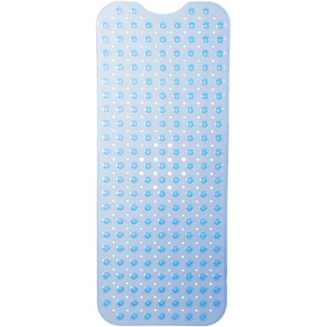 Relaxdays Tapis de bain, extra-large, massage, Bath mat avec ventouses, Carpette de bain lavable, 97 x 39 cm, bleu (1/5)