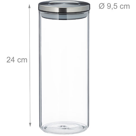 Bocal en verre et inox 1L hermétique avec bouton push - 5Five