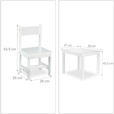Set Table Et 2 Chaises Enfant Relaxdays - Blanc, Pour Dessin Et Jeux - En MDF