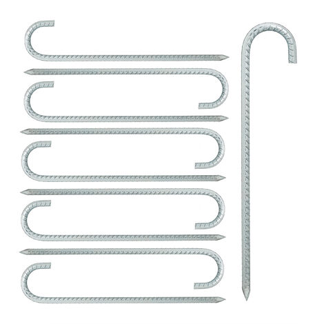 Relaxdays – Lot de 10 ancres de sol XL en acier zingué – Longueur 38,5 cm – Fixation tentes, auvents, pavillons – Pour sols durs et rocailleux