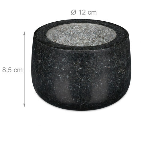 Relaxdays Mortier avec Pilon, en Granite, Poli, utilisable des Deux Relaxdays Mortier avec Pilon, en Granite, Poli, utilisable des Deux