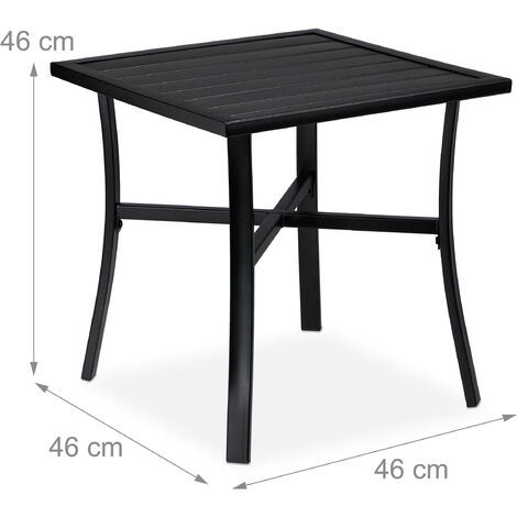 Relaxdays Table De Jardin Aspect Rotin Carrée - 75x61x61 Cm, Noir, Extérieur Balcon Terrasse
