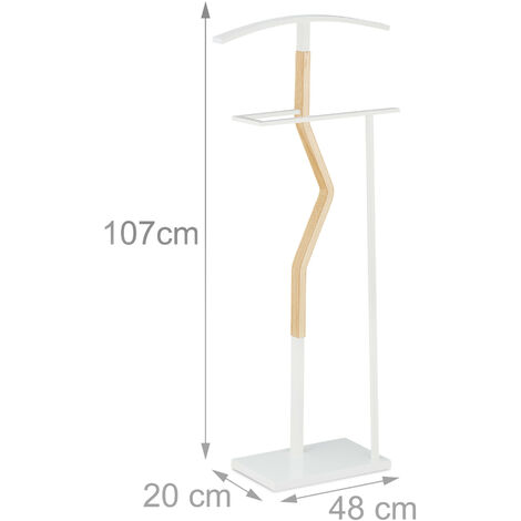 Valet De Chambre Relaxdays – Porte-vêtements Avec Cintre Et Barre à Pantalons, MDF Et Acier, 120x45x28 Cm
