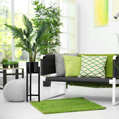 Support Pot à Fleurs Relaxdays Avec Récipient Doré - Présentoir Plantes H 60 Cm