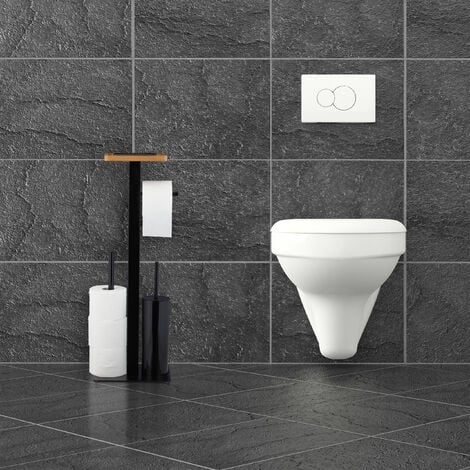Relaxdays Brosse WC et dérouleur papier, design moderne, avec support pour  portable, HLP 73 x 25
