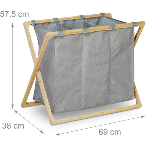 Lot De 2 Paniers Rangement Relaxdays - 31x32x30 Cm - Marron Tressé - Poignées - Pliable - Pour Linge, Jouets, Déco - 10
