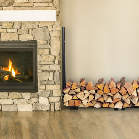 Porte-bûches 2 Compartiments 80x40x30 Cm - Rangement Bois De Chauffage Fer Noir