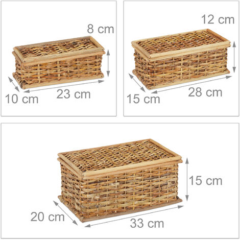 Panier De Rangement Avec Couvercle - Lot De 2, Aspect Tressé Blanc - 10,5 X 19,5 X 14,5 Cm - Pour Salle De Bain, Bureau, Organisateur