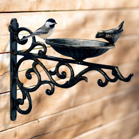 Relaxdays Abreuvoir en fonte pour mur, bain vintage , oiseaux sauvages déco  jardin HxlxP: 24x28x14cm,bronze
