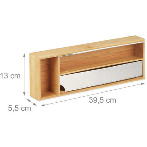 Keukengerei Folie en Plastic Wrap Organizer, 3 in 1 Vershoudfolie Opbergdoos Bamboe Hout Plastic Zak Dispenser, Gadgets