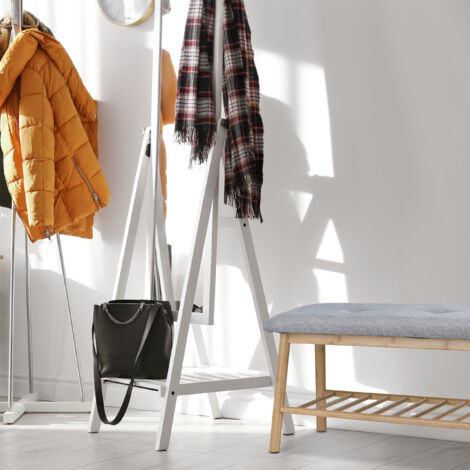 Banc à chaussures en bambou 120 kg 2 places banc de rangement chaussures Banc à chaussures en bambou 120 kg 2 places banc de rangement chaussures