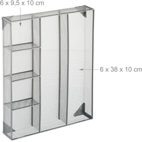 Relaxdays Organiseur Bureau 2 Niveaux Maille Métal Argent - Range Documents A4