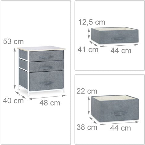 Relaxdays Meuble rangement 4 tiroirs tissu commode étagère tiroir tissu  HxlxP: 95 x 45 x 30 cm, gris : : Cuisine et Maison